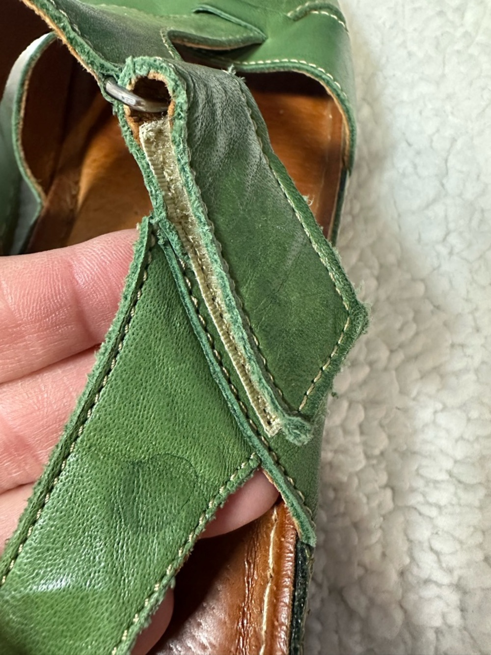 V Italia Women's Green Leather Slingback Sandals with Adjustable Strap 41 / 10 - Picture 7 of 8
